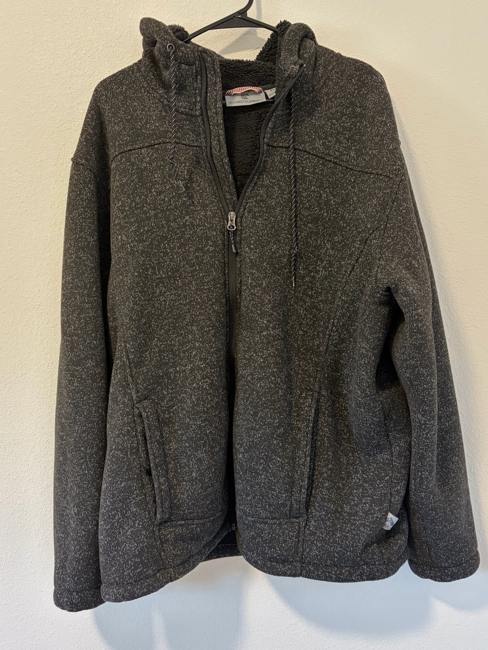 Rugged Elements XL Mens Sherpa Lined Full Zip Mountain Fleece Hoodie Jacket Grey